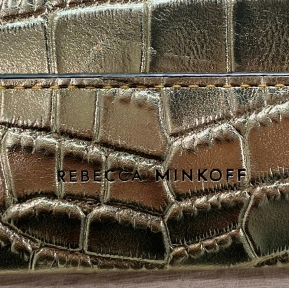 Rebecca Minkoff Elegant Gold Crocodile-Embossed Clutch - Picture 5 of 15